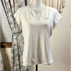 Nike White Short Sleeve V-Notch Athletic Tee